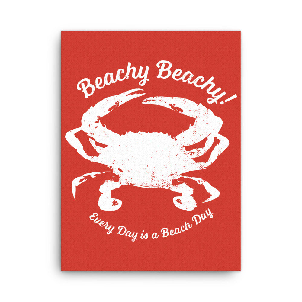 Beachy Beachy Vintage Crab on Red Canvas Wall Art