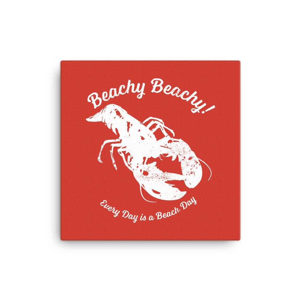 Beachy Beachy Vintage Lobster on Red Canvas Wall Art