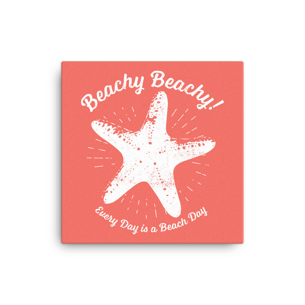 Beachy Beachy Vintage Lucky Starfish on Coral Canvas Wall Art