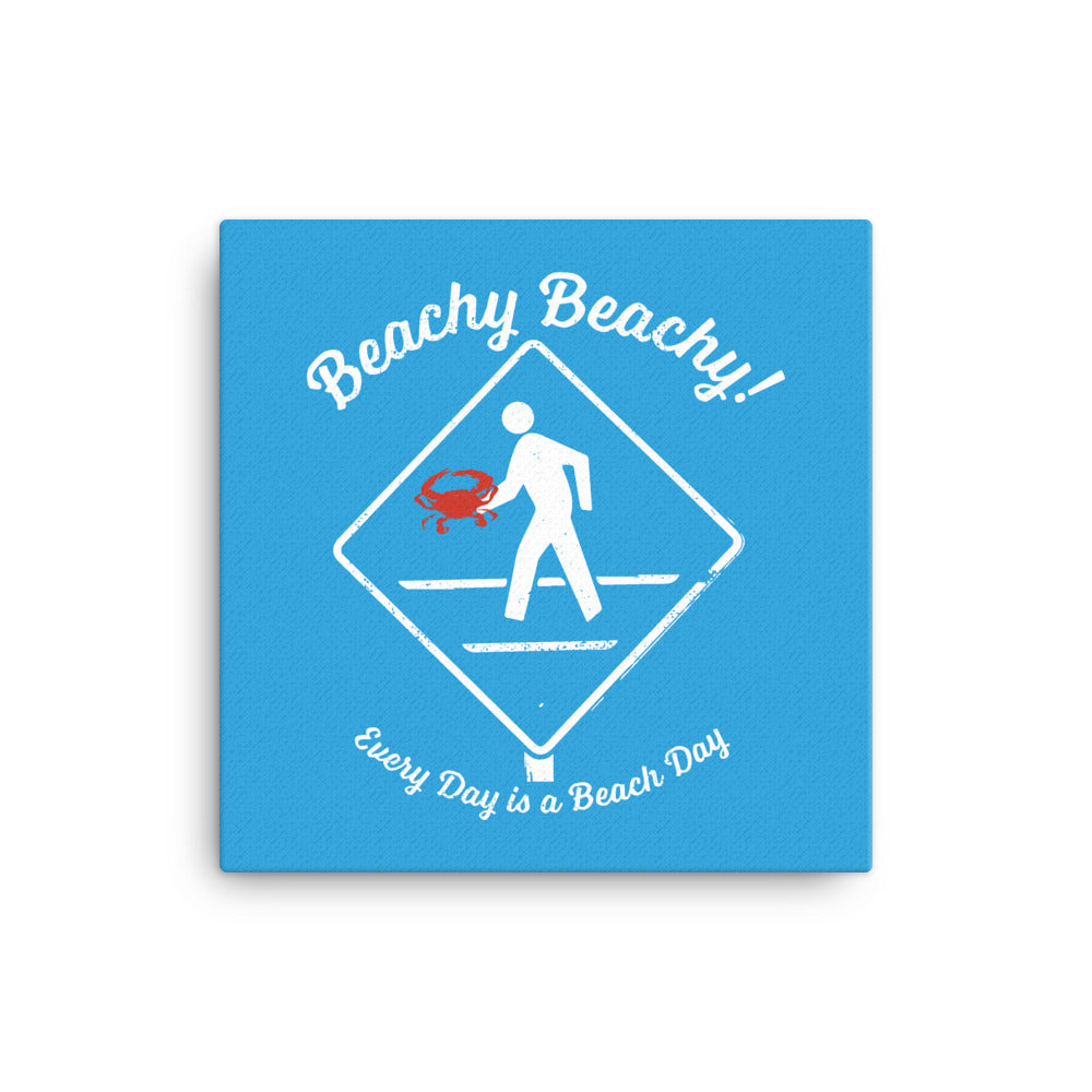 Beachy Beachy Vintage Crabber Crossing on Blue Canvas Wall Art