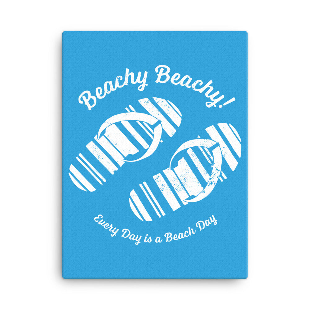 Beachy Beachy Vintage Flip Flops on Blue Canvas Wall Art