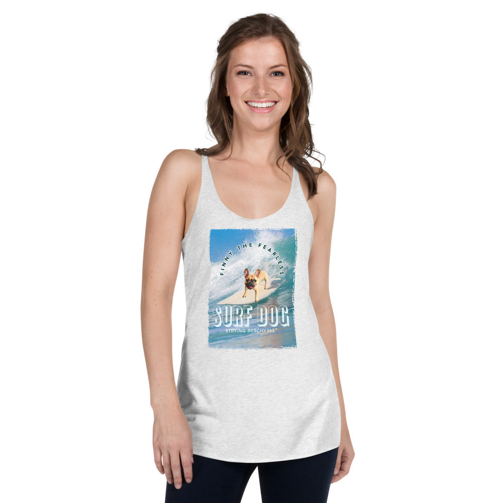 Finny the Fearless Surf Dog Women's Tri-Blend Racerback Tank