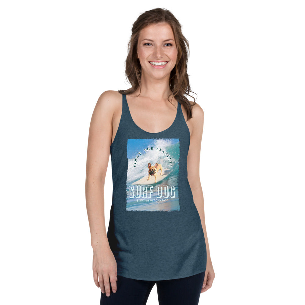 Finny the Fearless Surf Dog Women's Tri-Blend Racerback Tank
