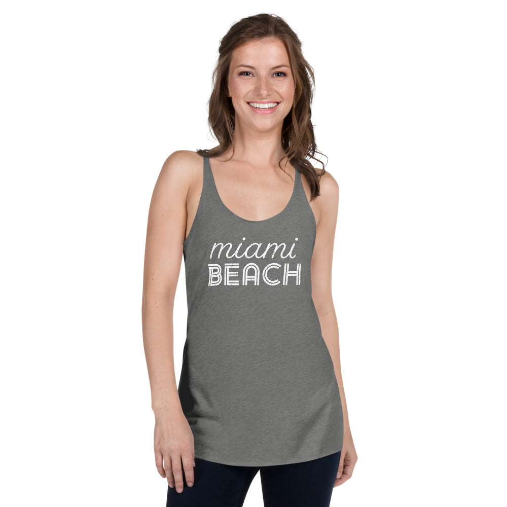 Miami Beach Vintage Women's Tri-Blend Racerback Tank