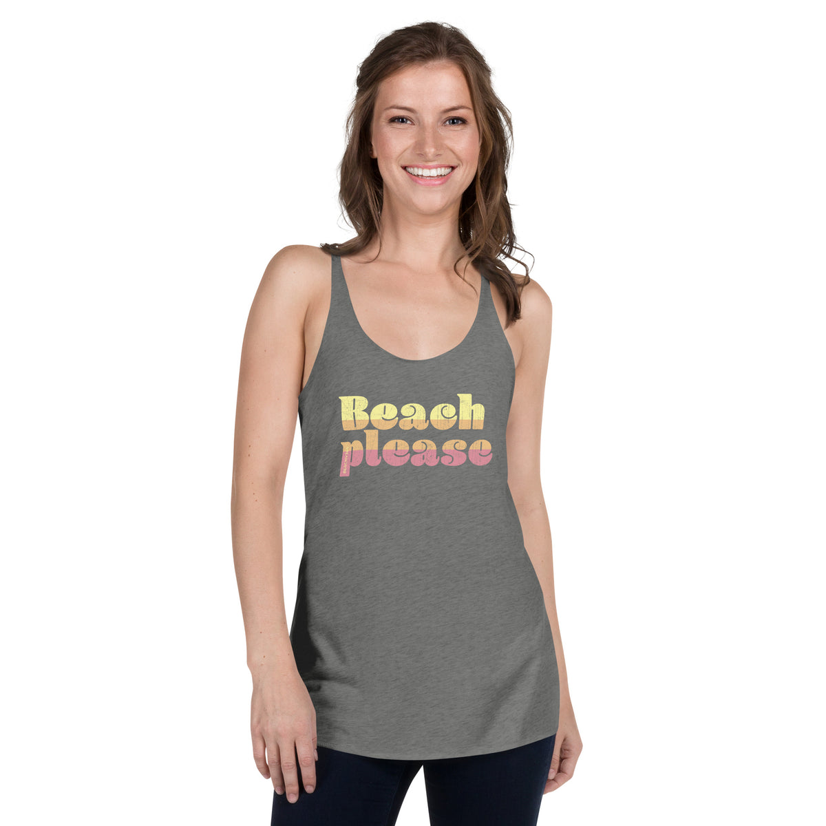 Beach Please Vintage Women's Tri-Blend Racerback Tank