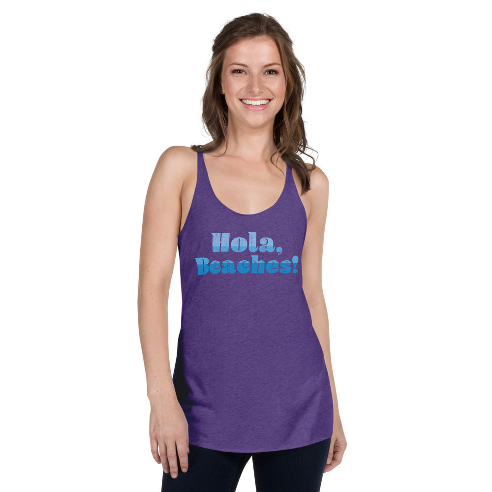 Hola Beaches Vintage Women's Tri-Blend Racerback Tank