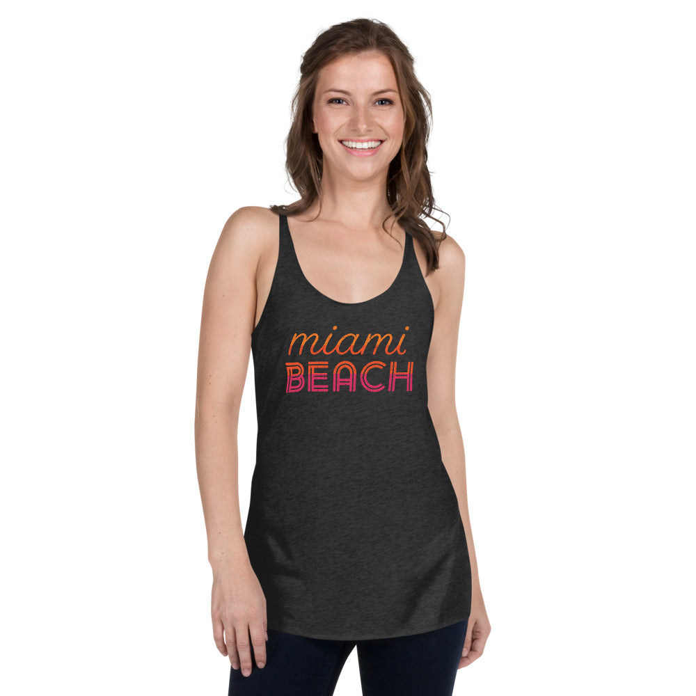 Miami Beach Vintage Women's Tri-Blend Racerback Tank