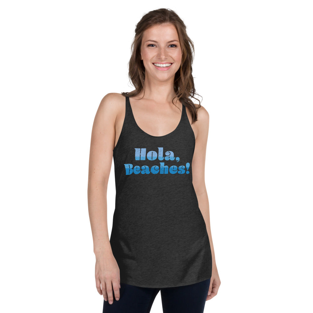 Hola Beaches Vintage Women's Tri-Blend Racerback Tank