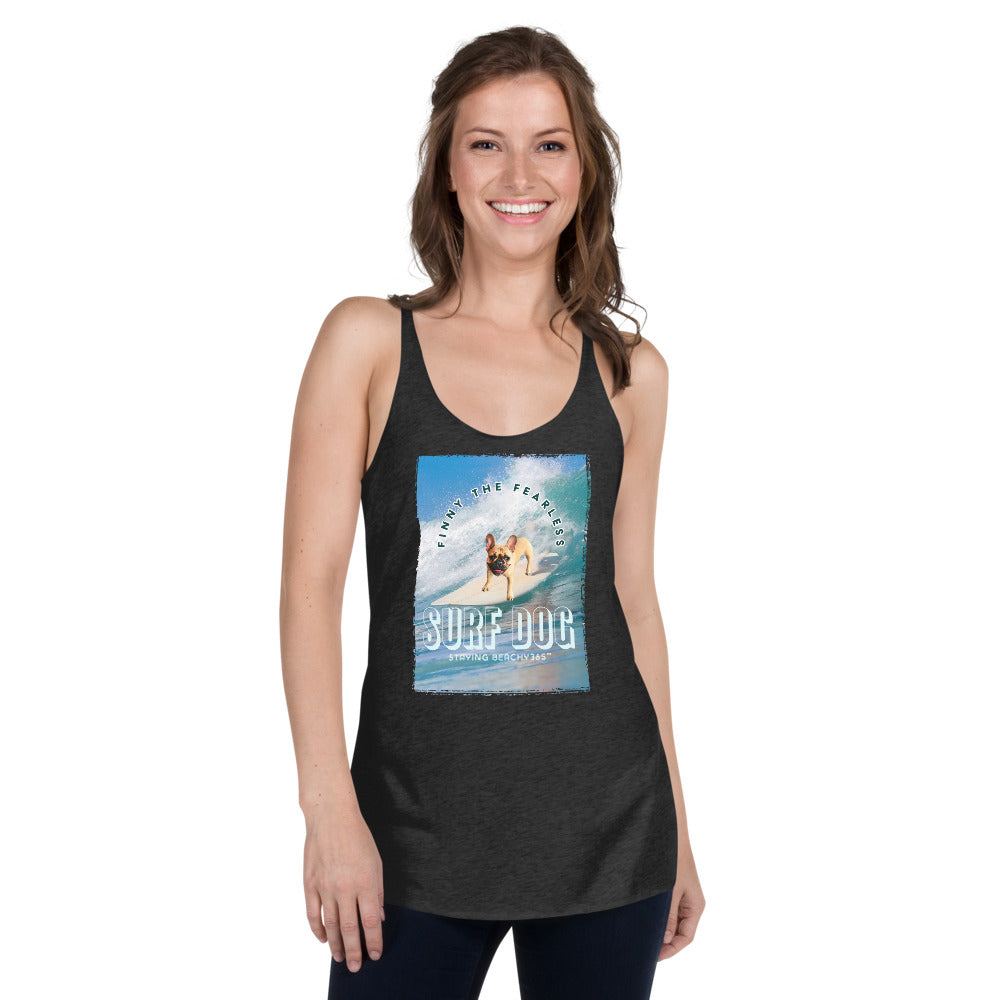Finny the Fearless Surf Dog Women's Tri-Blend Racerback Tank