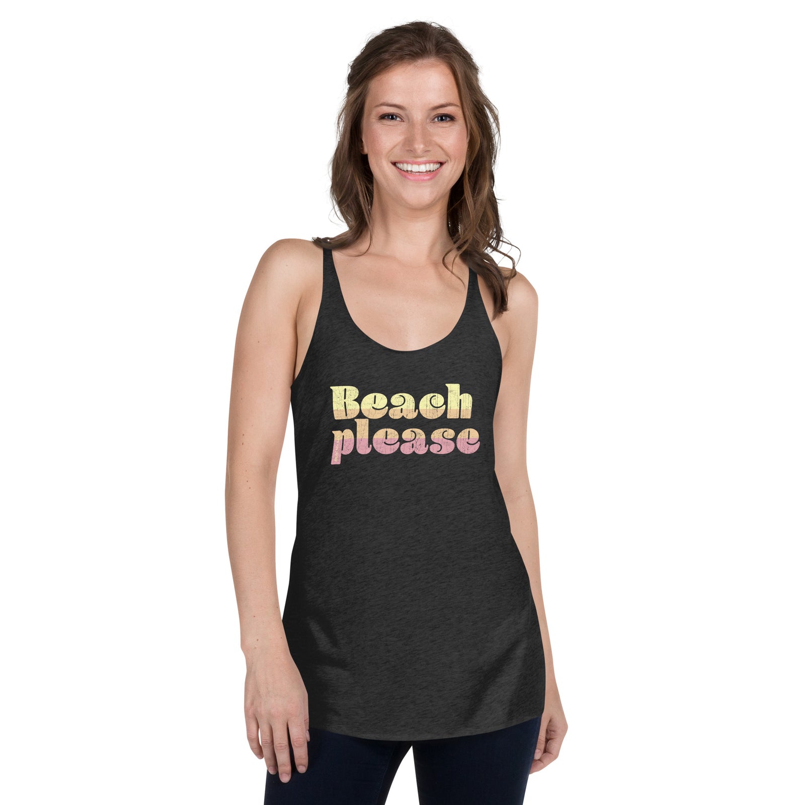 Beach Please Vintage Women's Tri-Blend Racerback Tank