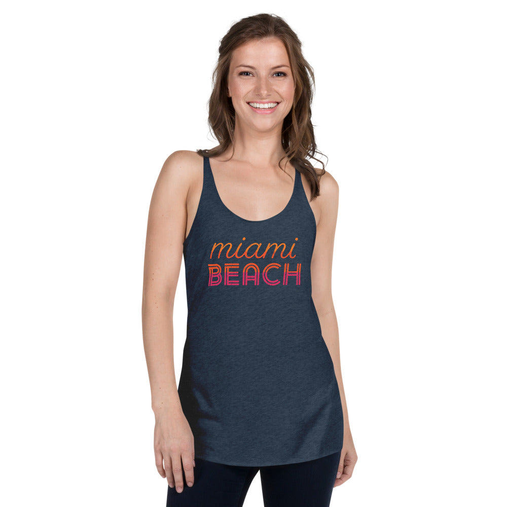 Miami Beach Vintage Women's Tri-Blend Racerback Tank