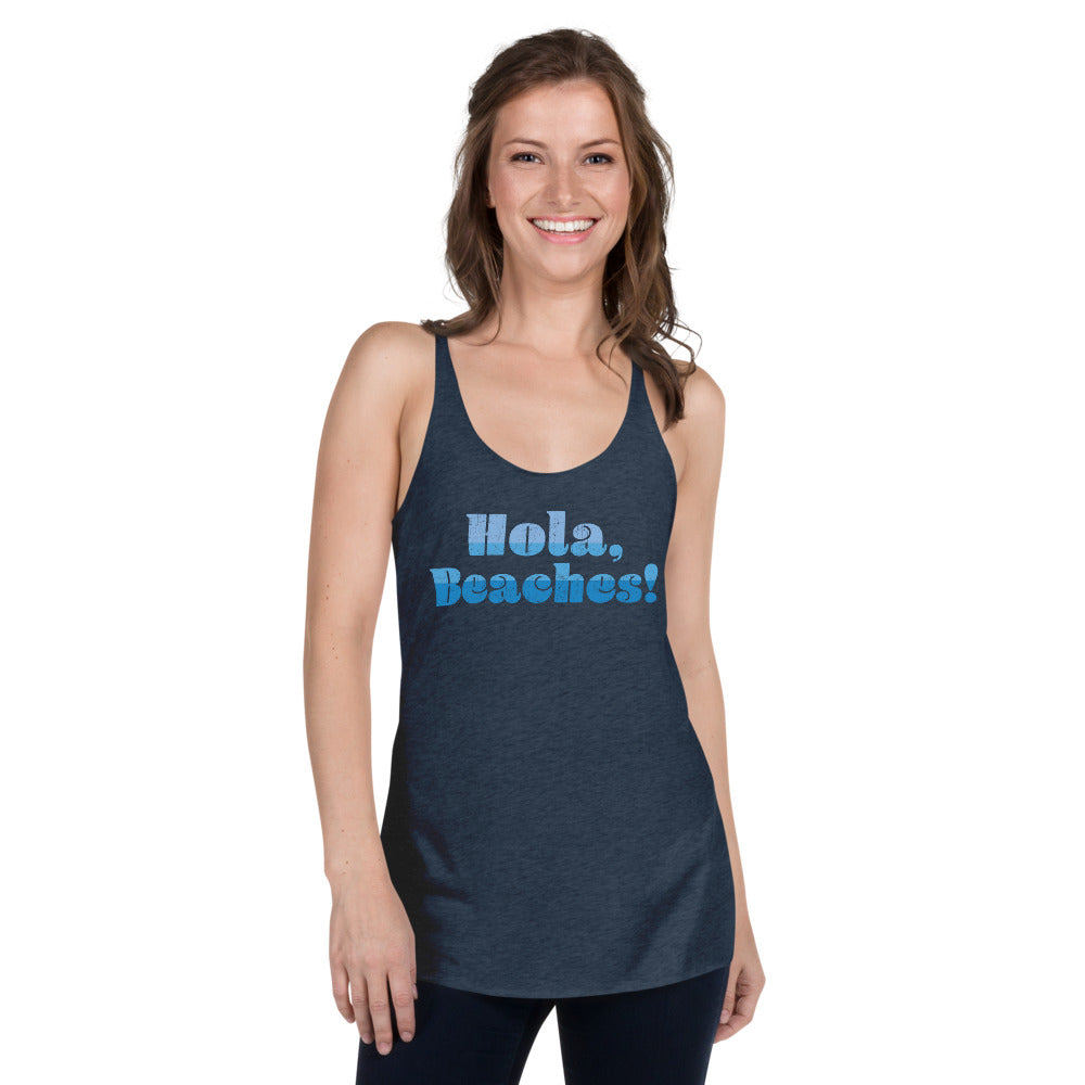 Hola Beaches Vintage Women's Tri-Blend Racerback Tank