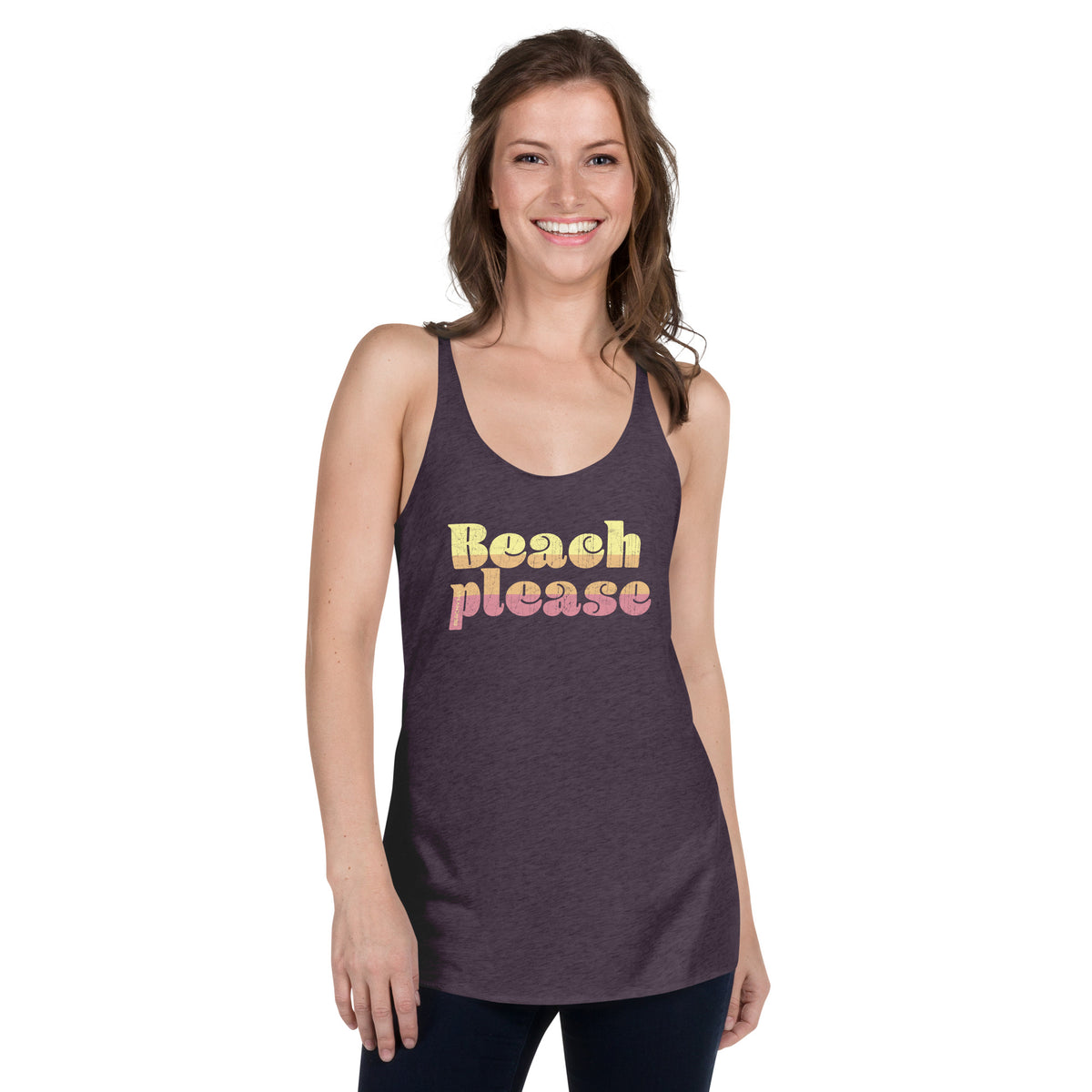 Beach Please Vintage Women's Tri-Blend Racerback Tank