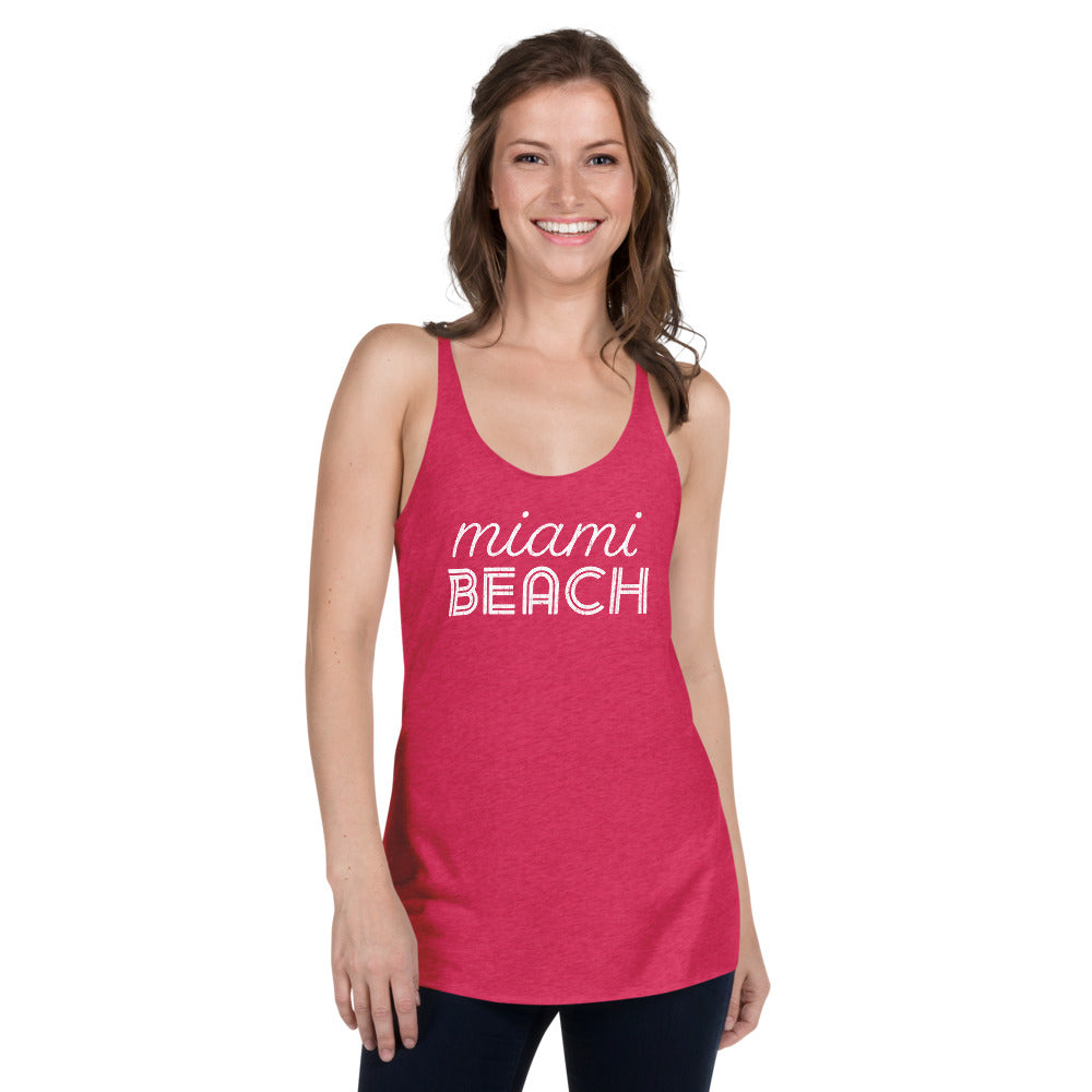 Miami Beach Vintage Women's Tri-Blend Racerback Tank
